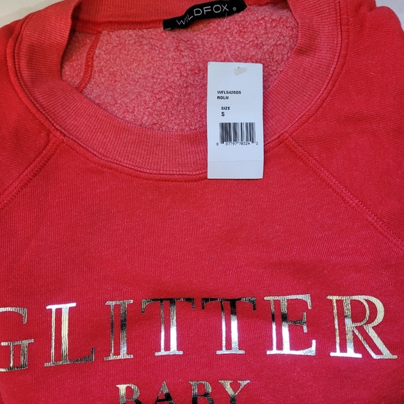 🍒NWT🍒 WILDFOX HOLIDAY GLITTER BABY PULLOVER FLEECE - Picture 5 of 5